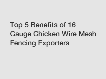 Top 5 Benefits of 16 Gauge Chicken Wire Mesh Fencing Exporters