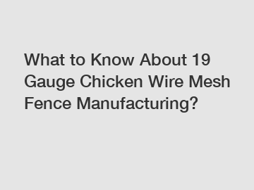 What to Know About 19 Gauge Chicken Wire Mesh Fence Manufacturing?