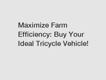 Maximize Farm Efficiency: Buy Your Ideal Tricycle Vehicle!