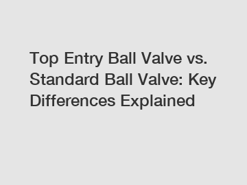 Top Entry Ball Valve vs. Standard Ball Valve: Key Differences Explained