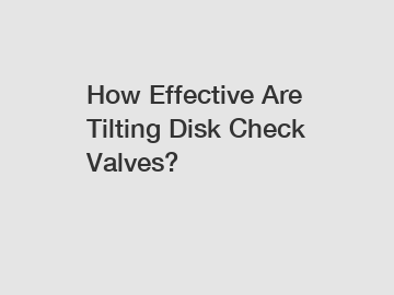 How Effective Are Tilting Disk Check Valves?