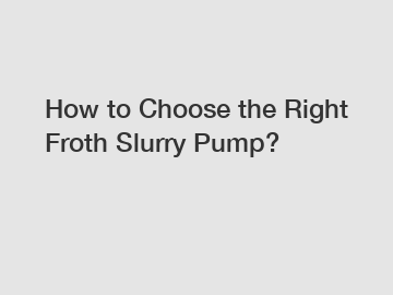 How to Choose the Right Froth Slurry Pump?