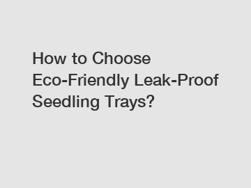 How to Choose Eco-Friendly Leak-Proof Seedling Trays?