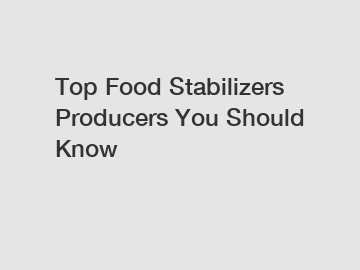 Top Food Stabilizers Producers You Should Know