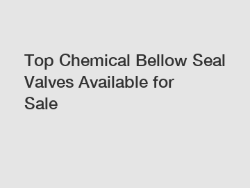 Top Chemical Bellow Seal Valves Available for Sale