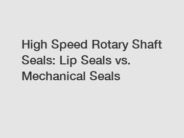High Speed Rotary Shaft Seals: Lip Seals vs. Mechanical Seals