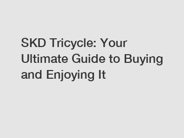 SKD Tricycle: Your Ultimate Guide to Buying and Enjoying It