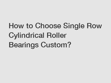 How to Choose Single Row Cylindrical Roller Bearings Custom?