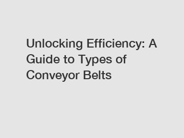 Unlocking Efficiency: A Guide to Types of Conveyor Belts