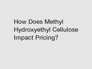 How Does Methyl Hydroxyethyl Cellulose Impact Pricing?