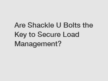 Are Shackle U Bolts the Key to Secure Load Management?