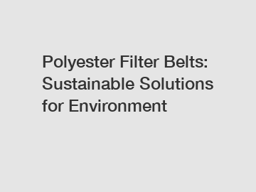 Polyester Filter Belts: Sustainable Solutions for Environment