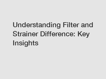 Understanding Filter and Strainer Difference: Key Insights