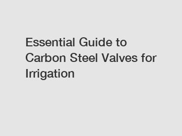 Essential Guide to Carbon Steel Valves for Irrigation