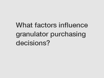 What factors influence granulator purchasing decisions?