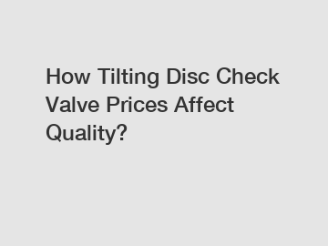 How Tilting Disc Check Valve Prices Affect Quality?