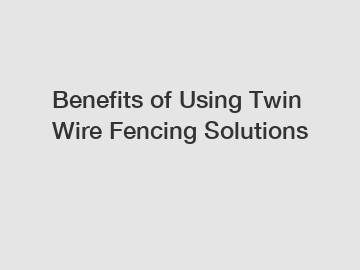 Benefits of Using Twin Wire Fencing Solutions