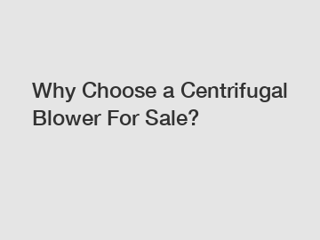 Why Choose a Centrifugal Blower For Sale?