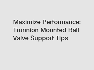 Maximize Performance: Trunnion Mounted Ball Valve Support Tips