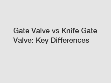 Gate Valve vs Knife Gate Valve: Key Differences