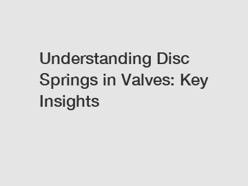 Understanding Disc Springs in Valves: Key Insights
