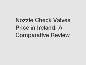 Nozzle Check Valves Price in Ireland: A Comparative Review