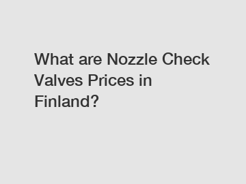 What are Nozzle Check Valves Prices in Finland?