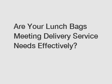 Are Your Lunch Bags Meeting Delivery Service Needs Effectively?