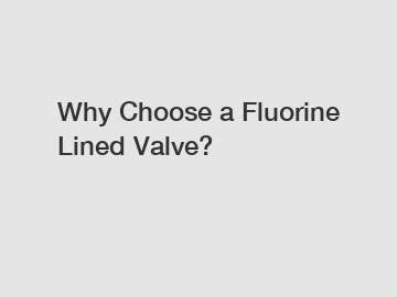 Why Choose a Fluorine Lined Valve?