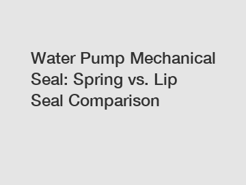 Water Pump Mechanical Seal: Spring vs. Lip Seal Comparison
