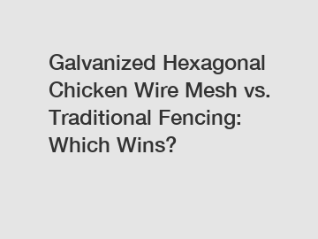 Galvanized Hexagonal Chicken Wire Mesh vs. Traditional Fencing: Which Wins?