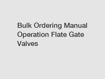 Bulk Ordering Manual Operation Flate Gate Valves