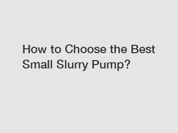 How to Choose the Best Small Slurry Pump?