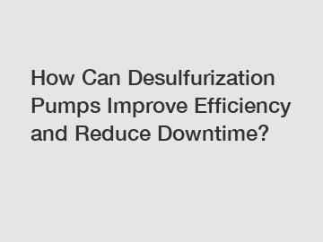 How Can Desulfurization Pumps Improve Efficiency and Reduce Downtime?