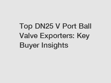 Top DN25 V Port Ball Valve Exporters: Key Buyer Insights