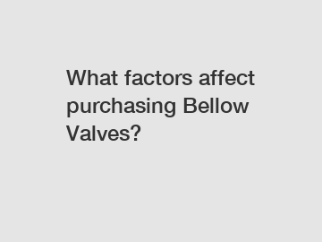 What factors affect purchasing Bellow Valves?