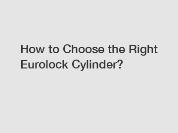 How to Choose the Right Eurolock Cylinder?