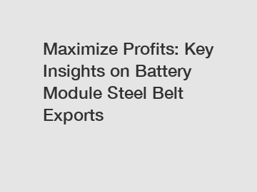 Maximize Profits: Key Insights on Battery Module Steel Belt Exports