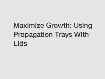 Maximize Growth: Using Propagation Trays With Lids