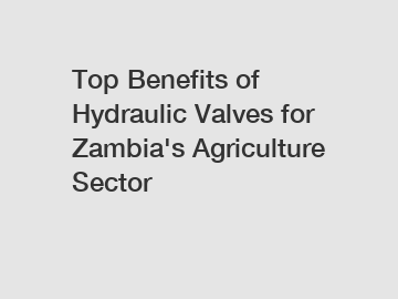 Top Benefits of Hydraulic Valves for Zambia's Agriculture Sector