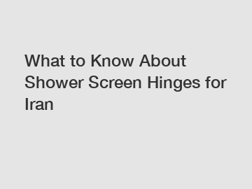 What to Know About Shower Screen Hinges for Iran