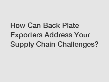 How Can Back Plate Exporters Address Your Supply Chain Challenges?