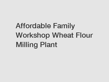 Affordable Family Workshop Wheat Flour Milling Plant