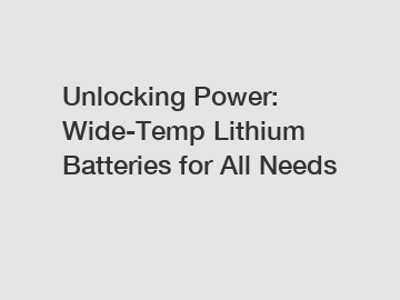 Unlocking Power: Wide-Temp Lithium Batteries for All Needs