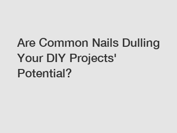 Are Common Nails Dulling Your DIY Projects' Potential?