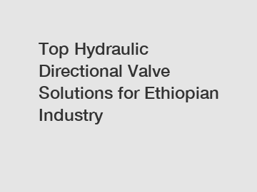 Top Hydraulic Directional Valve Solutions for Ethiopian Industry
