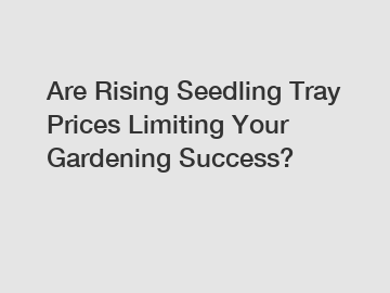 Are Rising Seedling Tray Prices Limiting Your Gardening Success?