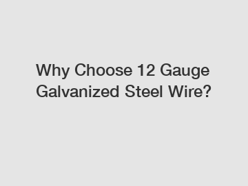 Why Choose 12 Gauge Galvanized Steel Wire?