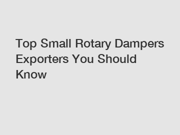 Top Small Rotary Dampers Exporters You Should Know