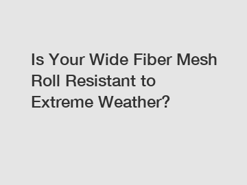 Is Your Wide Fiber Mesh Roll Resistant to Extreme Weather?